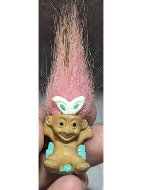 Kidcore Weirdcore Vintage Russ Troll Baby Upcycled Pendant Pink Hair